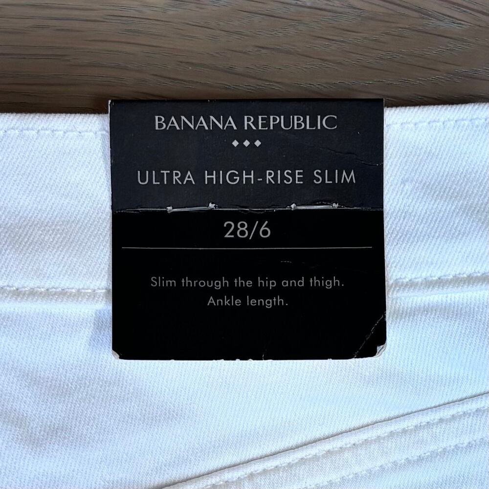 NWT Banana Republic Ultra High Rise Slim Straight Jeans White Women Size 28 - Picture 5 of 11